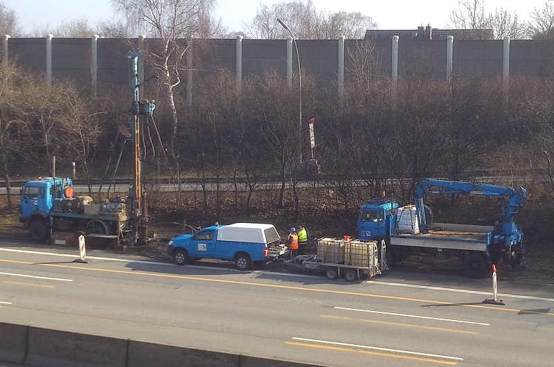 Bohrarbeiten auf der BAB A7